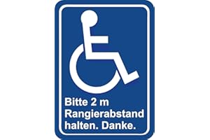 MICHAEL & RENE PFLÜGER BARMSTEDT ✔️ Premium Auto Aufkleber Rollstuhlfahrer - bitte 2 m Rangierabstand halten ⭐️ 10x14 cm ⭐️ Sticker Behinderten handicap Symbol Behinderung Parkplatz Beförderung Fajrt Rollstuhl Hinweis