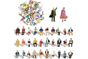 WEKUW 60 Piccole Persone Figure Colorate Figurine de Miniature Figure in Diverse Pose Modello Figurine di Modellini di Treni Proporzione 1:87 Modello di Persone Mini in Plastico, per Scene in Miniatura