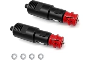 HOEMBPN 2 Pcs 12V/24V Enchufe Mechero con Fusible de 8A, Enchufe de Encendedor de Cigarrillos con Tuerca de Plástico y 4 Juntas de Tornillo,para Automóviles Camiones Motos