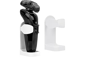 Linkidea Juego de 2 perchas autoadhesivas para afeitadora eléctrica, soporte de pared, soporte ajustable para afeitadora eléctrica, estante de almacenamiento de baño para Braun 5 Series 6 (Blanco)