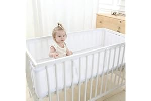 SVQ TECHNOLOGY - Chichoneras Cuna - Protector Cuna - Protector para bebes - Chichoneras de Bebe para Cunas - Chichonera completa - Malla Transpirable para Cunas (Blanco)