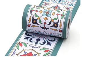 Dostear Bordo Decorazione Autoadesiva Rimovibile per Cucina Bagno Piastrelle Adesivo per Pareti Autoadesiva Modello Blu 10cm X 1000cm