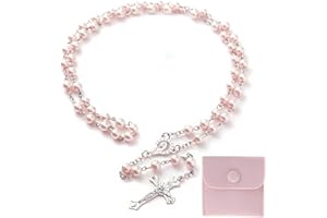 CAIKAILIOR Rosenkranz Katholisch,Rosenkranz Kette,Rosary Necklace,Rosenkranz Kommunion Mädchen,Kunstperlen Katholische Rosenkranzperlen Retro-Kreuz,mit Samt Geschenkbeutel,Taufe Kommunion Hochzeit
