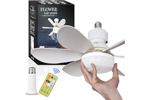 RRBEST Ventilatore a Soffitto con Lampada Dimmable,52CM Ventilatore a soffitto con Luce e Telecomando,E27 Soffitto con Luce Silenzioso per Soggiorno Camera da Letto Sala da Pranzo Cucina