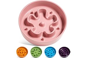 LE TAUCI Gamelles en céramique pour Chien de Petite Race, pour mangeurs Rapides, Bol Puzzle pour Petits Chiens et Chats, Fleur Rose, S-350 ML