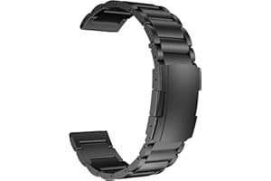 MaKTech Tytanowa opaska,22mm lekka jednoczęściowa bransoletka z metalowymi ogniwami,kompatybilna z Samsung Galaxy Watch 3 45mm/46mm,HuaWei Watch 4/3 & Ultimate/GT 4/3 46mm Pro,Amazfit GTR 3/2 (Czarny)