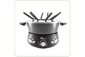LITTLE BALANCE 8690 Black Fondue 8 Meuuuh...!, Appareil à fondue 8 personnes, Caquelon anti-adhésif grande contenance 2 litres, 1500 W, Noir