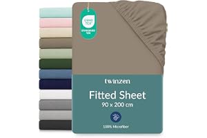 Twinzen Dra-på-lakan 90x190/90x200 cm med 25 cm ficka, Linne, Oeko-Tex | Ultramjuk, andningsbar, snabbtorkande, tvättbar vid 40 °C, OEKO-TEX-certifierad