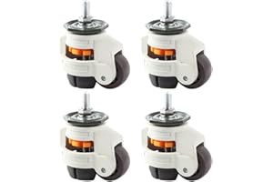 Skelang 4 Pcs Threaded Stem Leveling Castor, 60S Workbench Castors Heavy Duty, Retractable Casters with Nylon Wheels, Total Loading Capacity 1000kg