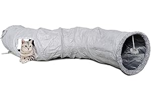 LeerKing Tunel dla Kota Tunel do Cichej Zabawy dla Wszystkich Kotów Królików Szczeniąt S-Shape 1 Jaskinia Szara 115 * 27cm