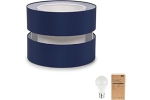 ValueLights | Large Easy Fit Ceiling Light Shade 2 Tier Pendant Drum Lampshade for Living Room Bedroom Hallway Navy Blue LED Bulb Included | Shades & Home Improvements Essential | 350mm Shade Width