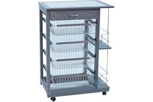 LIBEROSHOPPING.EU - LA TUA CASA IN UN CLIK Carrello LANDHELL da cucina con ruote cassetto portafrutta portabottiglie in ferro (Grigio)