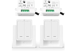 Tedeligo Kit Interruttore Luce Senza Fili, Trasmettitore Radio Mobile Trasmettitore da Parete 230V Portata 100M Interruttore Radio per Lampada Nessun Cablaggio Richiesto, Potenza Fino a 2500W, Bianco