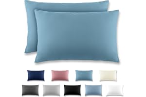 REDKEY Kissenbezug 50x70 cm 2er Set Kopfkissenbezug mit Reißverschluss - Kissenhülle aus gebürstetem Mikrofaser für Kissen,Waschbar bis 40°C Aqua blau