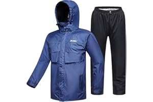 ILM Motorrad Regenkombi Herren Damen Wasserdicht-Regenjacke Verschleißfest, 6 Taschen, 2-teiliges Set mit Jacke und Hose