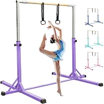 FBSPORT Barra da Ginnastica per Bambini con 13 Altezze Regolabili,Sbarra di Ginnastica per Bambini Barra Ginnastica Orizzontali Artistica Palestra Danza per Bambini e Bambine e Portatile Blu