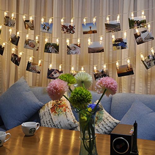 LED Photo Clip String Lights - GWCLEO 40 Photo Clips LED Battery Powered Picture Lights for Decoration Hanging Photo, Wedding Birthday