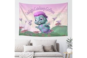 FENDROM Gaslight Gatekeep Girlboss Bibble Pink Meme Tapestry For Bedroom College Dorm Wall Hanging Home Decor Bibble Funny Tapestry