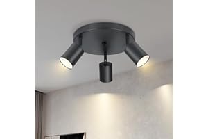 Lichtmaler LED Reflektor Sufitowy Lampa Sufitowa 3 Płomienie Czarna GU10 Reflektory Sufitowe Obrotowe 350° Nowoczesne Reflektory do Przedpokoju Salonu Sypialni, bez żarówek