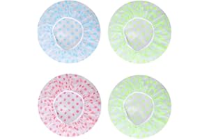 QCCIGE Cuffia Da Doccia, Impermeabile, In Plastica, Riutilizzabile, Con Elastico, Cuffia Da Doccia Per Adulti, Spa, Bagno, 4 Pezzi