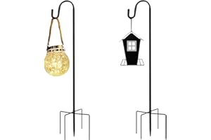ZVO Hirtenbogen Gartenhaken, 96CM Metall Schäferhaken Hoheverstellbar Gartenstecker mit Haken, Gartenstab Rankstab Schäferstab Halterung für Solarleuchten Pflanzkörbe Weihnachtsbeleuchtung (2pcs)