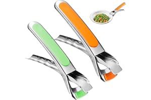Menibeuty 2Pcs Pince Air Fryer Pinces Multifonctions Anti-Brûlure En Silicone, Air Fryer Accessories Acier Inoxydable Pince À Saisir Le Bol(Green & Orange)