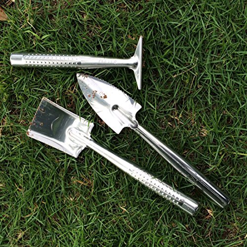 bluesnail 3 Pack Mini Garden, kleine Schaufel Rechen Spaten Metall Garten Werkzeug für Pflanzen Getopfte Blumen - 7