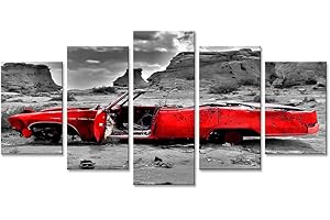 Visario 6307 Tableau sur Toile Voiture désert épave 5 Tableaux sur Toile Marque Original, 200 x 100 cm