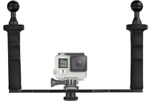 D&F D & F en alliage d'aluminium Double Handheld Poignée Stabilisateur de vidéo pour GoPro 6/5/4/3 +/3 SJCAM SJ4000/5000/6000 Xioao YI 24 K & Caméra Caméscope lumière LED et sous l'eau Dome