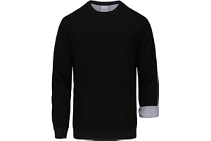 NORDIC OUTLAND Herr tung vikt rund hals sweatshirt mjuk fleece fodrad, långärmad klassisk varm pullover enkel topp