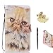 Produktbild Honor 5C Hülle, Honor 5C Schutzhülle Leder Hülle, Alfort 3 in 1 Flip Wallet Fashion Design Dual Use Falten Premium PU Leder Tasche Case Cover Folio Mappen Kasten Abdeckung für Huawei Honor 5C 5.2" Smartphone Funktion Unterstützte Telefone mit Katze ( Farbe ) + Netter Staub Stecker + Alfort Schwarz Stylus Pen