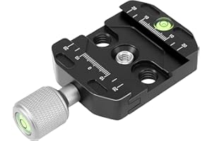 QLOUNI 50mm Schnellwechselplatte Klemme für Arca Swiss Stativkopf QR-50N Quick Release Plate Clamp Universal Metallklammer Schnellwechselplatte Stativ Schnellwechselplatte mit Wasserwaage