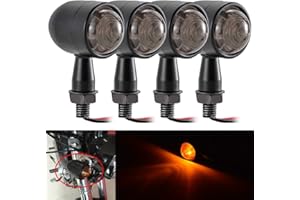 NATGIC 4PCS Motorcycle Turn Signal Light Black Smoke Bullet Metal Mini Motorcycle Indicator Light Running Light Motorcycle Side Light Lamps