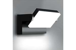 Kingwen 40W Applique Murale LED Exterieur 5000K Noire, Lampe Exterieur Mural avec LED Panneau Rotatif 3000LM, Eclairage Mural Exterieur IP65 Etanche, Lumiere Exterieur Led en Aluminium