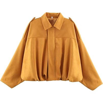 Bomber Donna Finta Pelle Scamosciata - Giacca Oversize Streetwear Con Risvolto, Stile Casual Chic - Foto 3