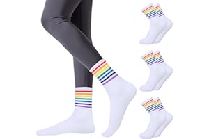 zhuhuaph 3 Pairs Rainbow Ankle High Socks, Men Women Rainbow Striped Socks, Pride Month Gay Socks for LGTBQ Party Accessories