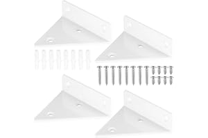 LZIJUN Confezione da 4 staffe galleggianti per mensole, staffe da parete triangolari invisibili, staffe da parete nascoste, per montaggio a parete, in metallo resistente, per scaffali, librerie (bianco)
