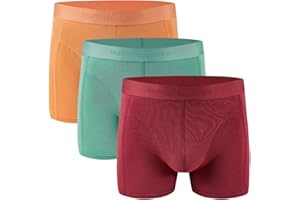 HUNTER&HAWKS URBAN TAILORED Hunter&Hawks 3-pak męskich bokserek z włóknem bambusowym, miękkie, antybakteryjne, przewiewna bielizna, chłodne, suche spodenki, zapobiegające otarciom, czarne, niebieskie, opakowanie zbiorcze