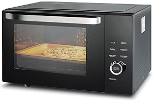 Smad Micro-ondes Multifonctions, 34L, 1000W, Four Micro-ondes Combiné, 5 en 1, Micro-ondes/Grill/Convection/à Air Chaud, 10 Programmes Automatiques, Mode ECO, Noir