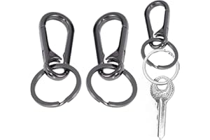 FAMIDIQGO Lot de 2 mousquetons porte-clés avec porte-clés en métal - Fermoir mousqueton amovible - Pour homme et femme - Noir