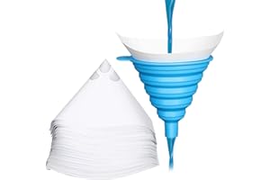 Awsuc 201 Stück Lacksiebe Lackfilter Farbsiebe Lackierzubehör 100 Mikron Filter für Auto Wassertransferdruck, Konisches Papier mit Nylonsieb, Einweg Resin Filter mit Faltbarem Silikon Trichter