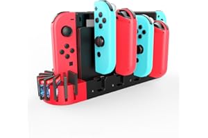 RREAKA Switch Controller Charger for Nintendo Switch OLED, Switch Charging Dock with 9 Game Card Slots Storage for Nintendo Switch for Joycon, 4 for Joy-Con Charger Stand with LED Indicator
