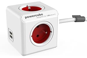 Allocacoc 2402RD/FREUPC Power Extension 1,5 m 4 wyjścia AC Indoor Red White