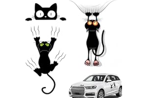 Lithyc 3 Pièces Stickers Chat et Voiture - Autocollants Imperméables Humoristiques pour Extérieur - Motif Chats et Animaux