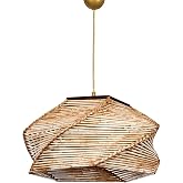 Pentagon Handmade Natural Chandelier | Handmade, Wicker Material, Vintage Design | 20-34 cm Height | 30x60 cm | E27