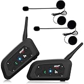 Ejeas V6Pro 2 x Bluetooth Motorcycle Helmet Intercom Communication Range of 1200 m, Waterproof, Intercom Between 6 Motorcycli