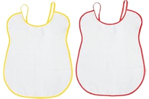 PASSAPAROLA SET 2 pezzi Bavaglione/Bavaglino per Adulti,Anziani, non stampato, per protezione abiti, cotone 100%, MADE IN ITALY, doppio strato,jersey più spugna,dim.53x49 cm. COLORI: giallo e rosso
