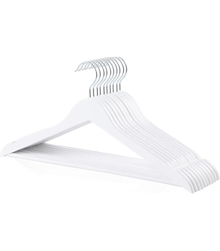 Grucce In Legno Naturale Con Barra Pantaloni | Design Scandinavo | Confezione Da 3 - Foto 3