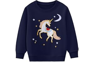 Baogaier Girls Sweatshirt Cotton Long Sleeve T Shirts Jumper Crew Neck Casual Kids Clothes Soft Comfort Breathable Toddler Cute Animal Print Pattern Pullover Tops Girl Clothing Age 2-7 Years