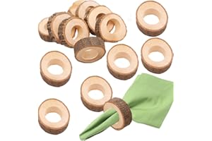 BOELLRUNO 24pz Anelli Portatovaglioli in Legno per la Tavola Decorazione per Tavola Matrimoni Compleanni Natale Feste (A)